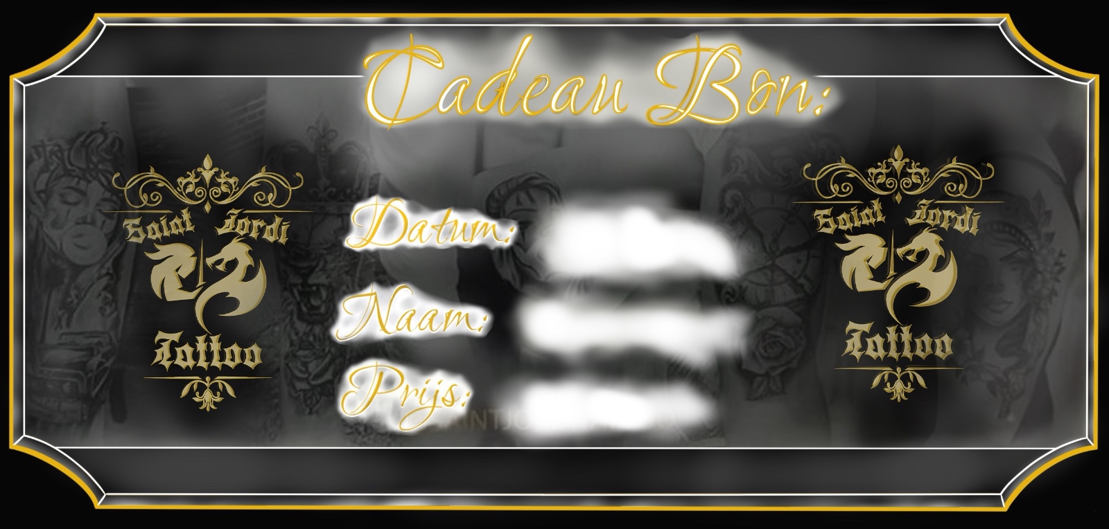 Een voorbeeld van een Sainjorditattoo cadeaubon